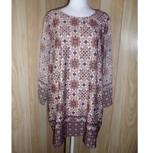 db Established 1962 Geometric Long Sleeve Mini Shift Dress 2X